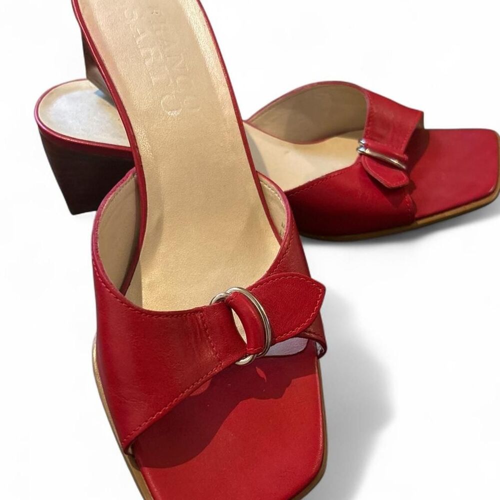 Franco Sarto Y2K Red Kitten Heel Wedges